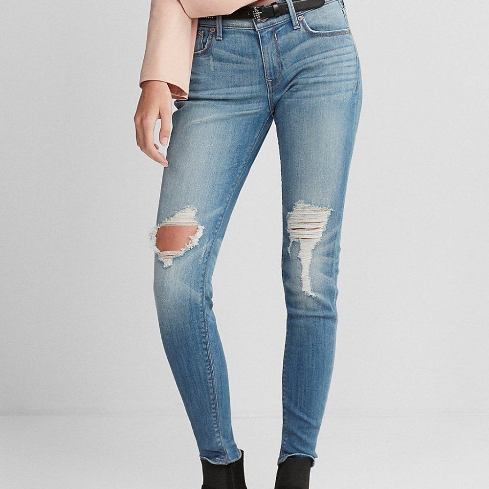 EXPRESS Jean Leggings Distressed Denim